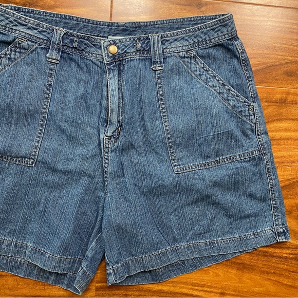 Vintage 1775 Women Medium Blue High Waist Relaxed 100% Cotton Jean Short Size 14 - Picture 5 of 16